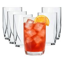 Jogo 6 Copos Chiques 360ml Topázio Drinks Vidro Agua E Suco