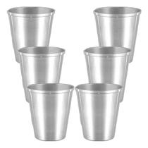 Jogo 6 Copos De Aluminio Polido Resistente Escolar 600 ml