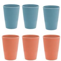 Jogo 6 Copos de Bambu e PP Texturizado Stripes Cores Sortidas 300ml Lyor