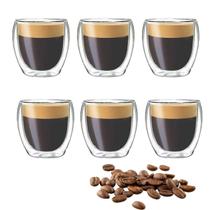 Jogo 6 Copos de Café Chá Chocolate Parede Dupla 250ml Jogo 6 Copos de Café Chá Chocolate Parede Dupla 250ml