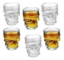 Jogo 6 Copos De Shot Vidro Caveira Skull Dose Bar Tequila