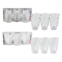 Jogo 6 Copos de Vidro 200ml Transparente Arizona com detalhes e texturizado para bebidas agua sucos refrigerante cozinha casa