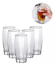 Jogo 6 Copos De Vidro 365ml Agua Suco Drink Alto