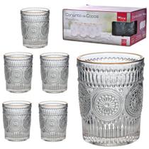 Jogo 6 Copos de Vidro Borda Dourada Mondoro - 300ml - WINCY Jogo 6 Copos de Vidro Borda Dourada Mondoro - 300ml - WINCY