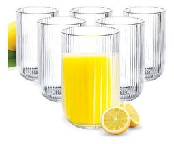 Jogo 6 Copos De Vidro Canelado Suco Agua Premium Luxo 423ml