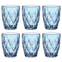 Jogo 6 Copos de Vidro Diamond Azul Safira 280ml Luxo Bebidas Água Suco Jogo 6 Copos de Vidro Diamond Azul Safira 280ml Luxo Bebidas Água Suco