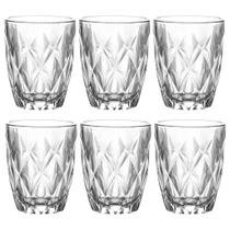 Jogo 6 Copos de Vidro Diamond Transparente 280ml Luxo Bebidas Água Suco Jogo 6 Copos de Vidro Diamond Transparente 280ml Luxo Bebidas Água Suco