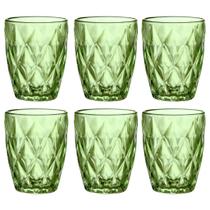 Jogo 6 Copos de Vidro Diamond Verde Esmeralda 280ml Luxo Bebidas Água Suco Jogo 6 Copos de Vidro Diamond Verde Esmeralda 280ml Luxo Bebidas Água Suco