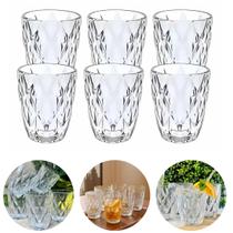 Jogo 6 Copos De Vidro Grosso Diamond Transparente 270 ml Linha Premium Luxo Resistente