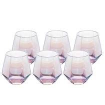 Jogo 6 Copos De Vidro Modelo Diamante 320ml Frutacor Diamond Mesa Posta Casa Luxo Premium