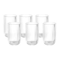 Jogo 6 Copos De Vidro Para Água Sucos 420Ml Canelado