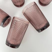 Jogo 6 Copos De Vidro Roxo/Marsala Bico de Jarra 355ml Jogo 6 Copos De Vidro Roxo/Marsala Bico de Jarra 355ml