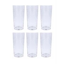 Jogo 6 Copos de Vidro Tower Listras 250ml Class Home