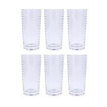Jogo 6 Copos De Vidro Tower Listras 250Ml Class Home