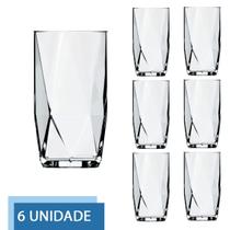 Jogo 6 Copos De Vidro Transparente 360ML Topazio Long Drink