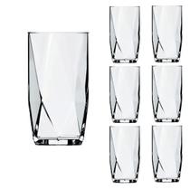 Jogo 6 Copos De Vidro Transparente 360ML Topazio Long Drink