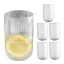 Jogo 6 Copos de Vidro Versalhes Canelado Drink Suco Agua 420ml