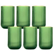 Jogo 6 Copos De Vidro Versalhes Verde Borda Dourada 420ml Jogo 6 Copos De Vidro Versalhes Verde Borda Dourada 420ml