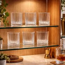 Jogo 6 copos de vidro whisky drinks retrô 330ml