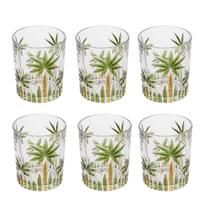 Jogo 6 Copos de Whisky Água Baixo Cristal Coqueiro Palm Tree Wolff 340ml