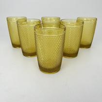 Jogo 6 Copos Detalhes Bolinhas Cor Amarelo/Âmbar Vidro 370ml Jogo 6 Copos Detalhes Bolinhas Cor Amarelo/Âmbar Vidro 370ml