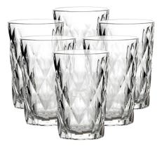 Jogo 6 Copos Diamante Agua E Suco Diamond Grosso Resistente Cor Cristal