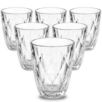 Jogo 6 Copos Diamond 300ml Vidro Grosso Diamante Luxo
