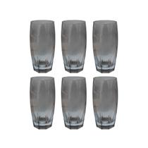 Jogo 6 Copos Florida Vidro Cinza Mesa Posta Chique 370ml - PRATICASA