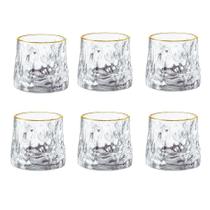 Jogo 6 Copos Giratório Whisky Borda Dourada Frost L'Hermitage. Jogo 6 Copos Giratório Whisky Borda Dourada Frost L'Hermitage.