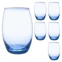 Jogo 6 Copos Grandes Bellagio Redondo 450ml Azul