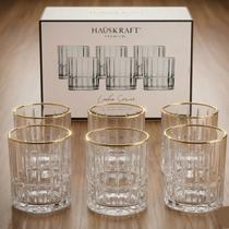 Jogo 6 Copos Hauskraft Cristalle Vidro 310ml para Drinks Borda Dourada Premium Jogo 6 Copos Hauskraft Cristalle Vidro 310ml para Drinks Borda Dourada Premium