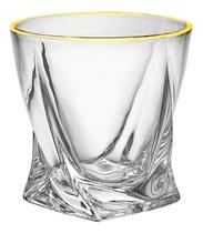 Jogo 6 Copos Ice Para Whisky 300ml Borda Dourada - Hauskraft Cor Branco