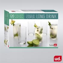 Jogo 6 copos long drink 300ml com caixa presente