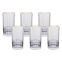 Jogo 6 Copos Long Drink 385 ml Borda Dourada
