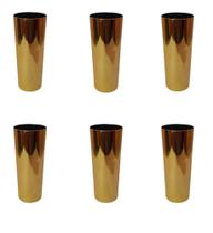 Jogo 6 Copos Long Drink Metalizado Dourado