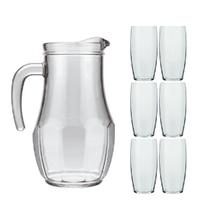 Jogo 6 Copos Oca 300ml e 1 Jarra De Vidro Suco 1,5L Jogo 6 Copos Oca 300ml e 1 Jarra De Vidro Suco 1,5L