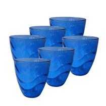 Jogo 6 Copos Para Sucos Água Wisky 250ml Vidro Fundo Azul - Pasabahce.