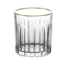 Jogo 6 Copos para Whisky Soho em Cristal Ecológico com Borda Dourada 310ml - L'Hermitage