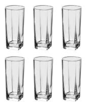 Jogo 6 Copos Quadrado Texas Vidro 320ml