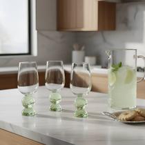 Jogo 6 Copos Vidro 500ml New Bubble Transparente/Verde Design Esferas Moderno Jogo 6 Copos Vidro 500ml New Bubble Transparente/Verde Design Esferas Moderno