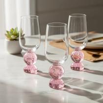 Jogo 6 Copos Vidro New Bubble Esferas Transparente/Rosa 500ml Jogo 6 Copos Vidro New Bubble Esferas Transparente/Rosa 500ml
