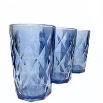 Jogo 6 Copos Vidro Stella 400ml Azul Vista Home