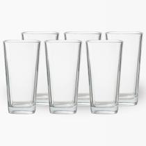 Jogo 6 Copos Vidro Venice 260ml Transparente Base Quadrada