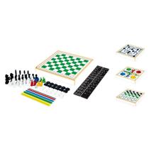Jogo 6 em 1 xadrez damas ludo trilha dominó pega varetas - junges 716 Jogo 6 em 1 xadrez damas ludo trilha dominó pega varetas - junges 716