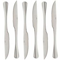 Jogo 6 Facas de Churrasco Inox 23cm Positano Lyor Serrilhada Cortar Carne Mesa Posta Jogo 6 Facas de Churrasco Inox 23cm Positano Lyor Serrilhada Cortar Carne Mesa Posta