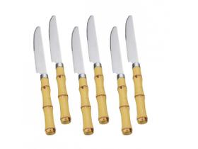 Jogo 6 Facas Mesa com cabo Plástico Bambu Natural Talheres Aço Inox (7382) Jogo 6 Facas Mesa com cabo Plástico Bambu Natural Talheres Aço Inox (7382)