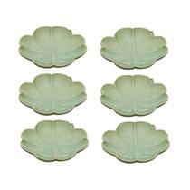 Jogo 6 Folha Decorativa Leaf Cerâmica Fruteira Servir 20cm
