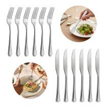 Jogo 6 Garfos e 6 Facas Aço Inox Cor Prata Linha Silver Em Casa Tem 21cm Jogo 6 Garfos e 6 Facas Aço Inox Cor Prata Linha Silver Em Casa Tem 21cm