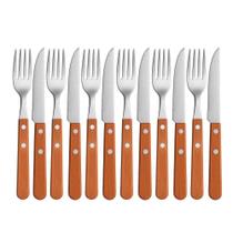 Jogo 6 Garfos E 6 Facas Cabo De Madeira Churrasco Astana 20cm Em Casa Tem Jogo 6 Garfos E 6 Facas Cabo De Madeira Churrasco Astana 20cm Em Casa Tem