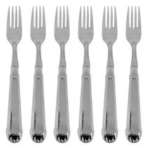 Jogo 6 Garfos Jumbo para Churrasco 20cm Aço Inox Prateado Nobre Robusto